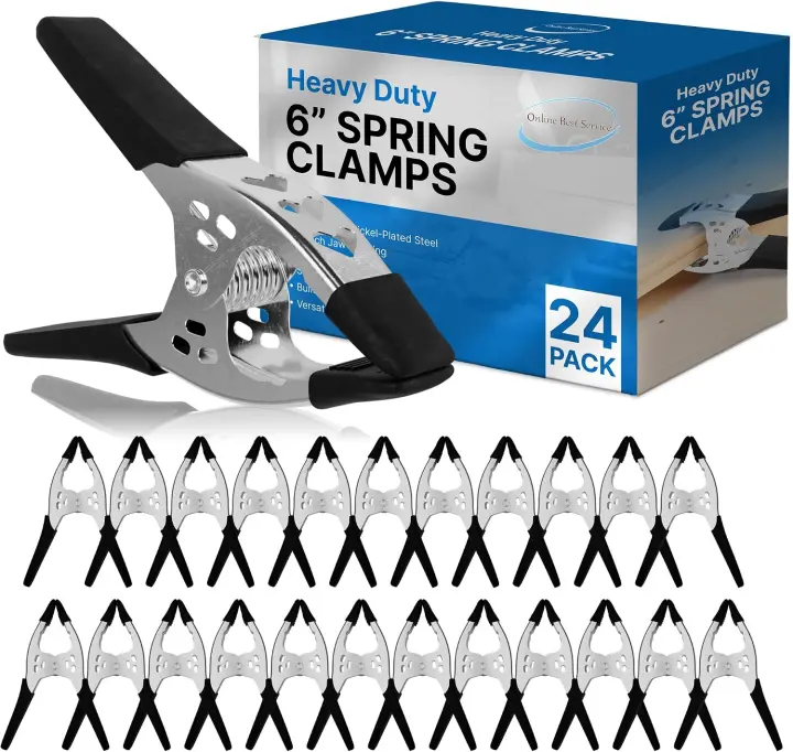 24-Pack 6" Heavy-Duty Metal Spring Clamps — 3" Jaw Opening